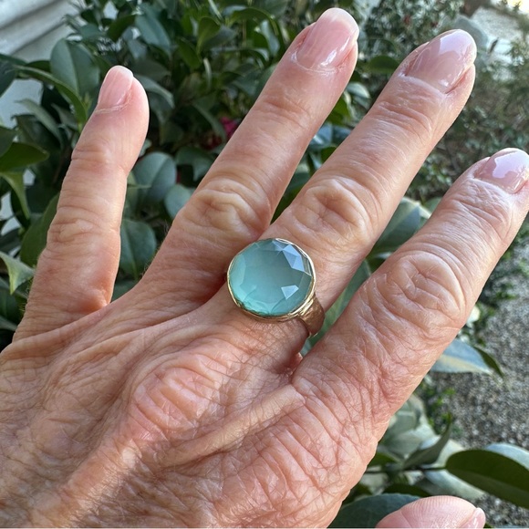 Melinda Maria Green and Gold Statement Ring - West Palm Beach Chic - Chalcedony - Picture 2 of 14